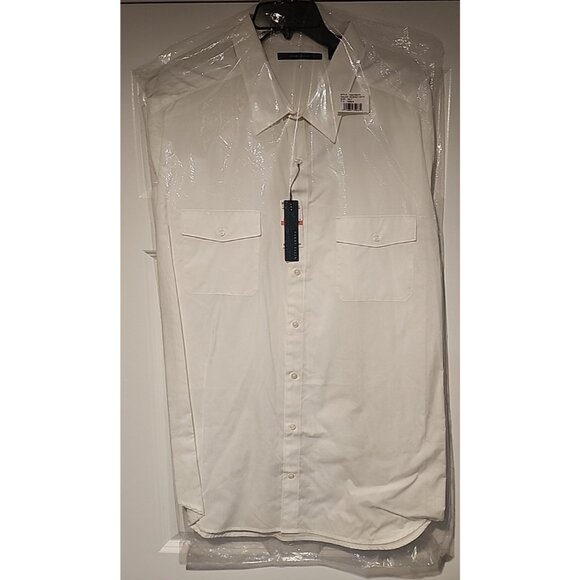 PERRY ELLIS 3XLT big & tall Mens White Short Sleeve Button Down pilot Shirt - Picture 1 of 6